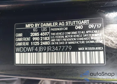 2018 Mercedes-Benz C 300 из США, поврежденный, VIN WDDWF4JB9JR347779